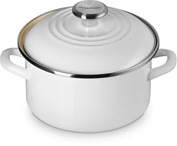 Le Creuset Traditioneller kleiner Suppentopf aus Emaille auf Stahl, 3,8 l, Weiß