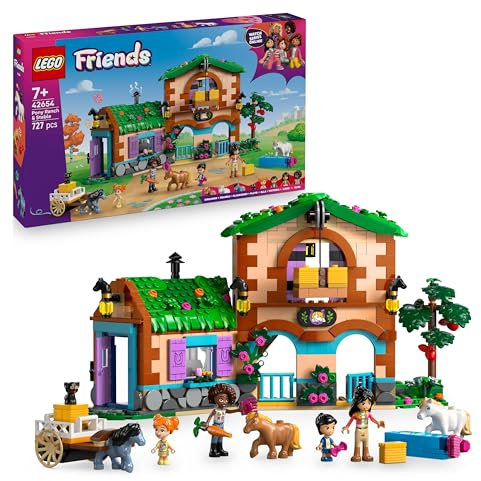 LEGO Friends Le Ranch et Les Écuries des Poneys - Jouet de Construction avec 4 Mini-Poupées, 3 Figurines de Chevaux, 1 Figurine de Chat & des Accessoires - Cadeau Original pour Fille dès 7 Ans 42654