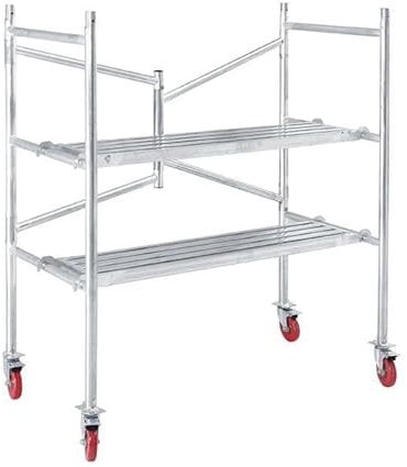 RFGHOP Scaffold with Locking Wheels, Folding Rolling Tower, Portable Mobile Steel Scaffolding Platform, 500 lbs Load (H:135cm/4.4ft)