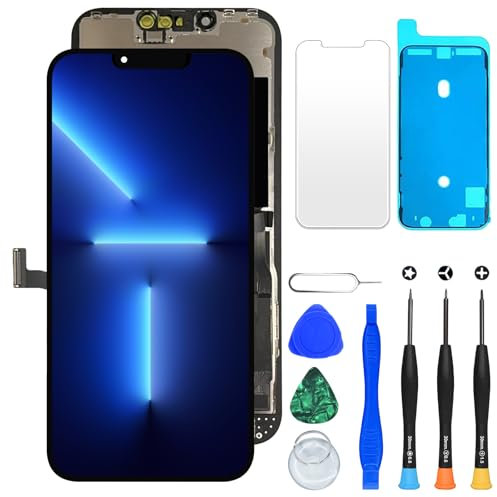 DIGI4U LCD für iPhone 13 Pro Display Bildschirm Ersatz, 6,1 Full HD 3D Touch 𝑻𝒓𝒖𝒆𝑻𝒐𝒏𝒆 𝑭𝒂𝒄𝒆 𝑰𝑫 für iPhone 13 Pro Display Digitizer Reparaturkits(A2638, A2483, A2636, A2639, A2640)