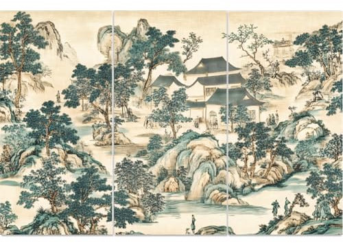 PLIGREAT 3 Blätter Vintage Chinesische Malerei Reiben auf Transfers Japanische Garten Wandbild Kunst Aufkleber für Holz Möbel Schränke Keramik Scrapbooking DIY Handwerk Dekorative Transfer Aufkleber