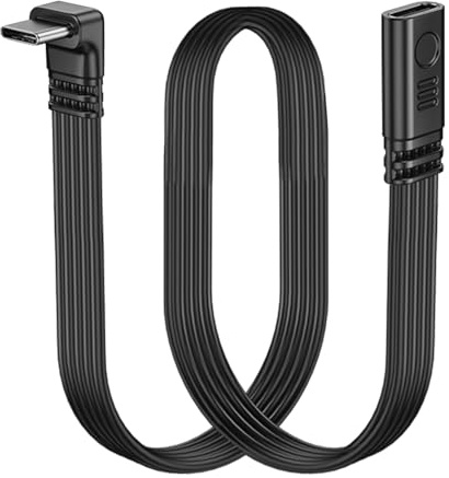 LANMINGLEL Cavo piatto USB tipo C 2.0 a 90 gradi, cavo di ricarica rapida PD 65 W, cavo di ricarica rapida USB tipo C, cavo dati e sincronizzazione rapida (angolo maschio verso femmina)