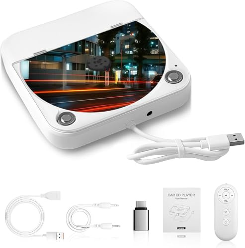 Tragbarer externer CD-Player für Auto: Plug-and-Play, mit USB & AUX, universell für Fahrzeuge, Laptop, TV, PC sowie Android 4.4+ Navigation
