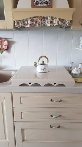 Generico SHABBY DESIGN – Coprifornelli in Plexiglass Trasparente o Colorato | Protezione Piano Cottura | Su Misura (Beige crema-avorio chiaro, Fascia 4A – da 60 a 64 cm (lato corto ≤ 54 cm))