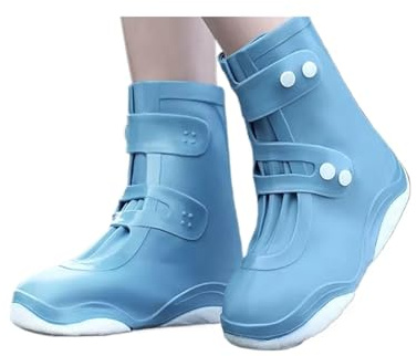 ZMCGNO Waterproof Shoe Covers Silicone Unisex Rain Boot Thickened Wear-Resistant(Blue,XL)