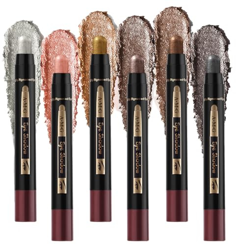 flintronic Highlighting Eyeshadow Stick, 6 Farben Schimmernder und Highlight Augen Make up Set, Hochpigmentierte Creme Lidschatten, Weiche Cremige, Langanhaltend, Knitterfrei