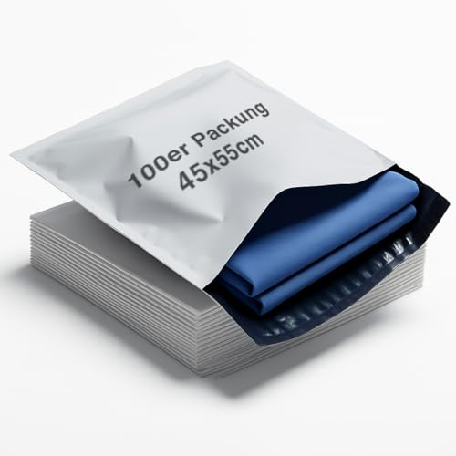 Roxlin Versandtaschen Versandbeutel Blickdicht Plastik, Trompete Versandtueten Kunststoff Selbstklebend Verschiedene Maße – Für den Transport von Kleidung, Gütern und Textilien (100, 45x55 cm)