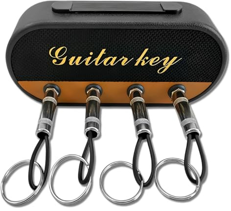 Key Holder for Wall – Guitar Amp Inspired Key Hooks, 4 Key Hooks Wall Mounted, Key Rack for Music Lovers, Unique Housewarming and Birthday Gift