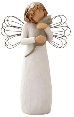 Cat Memorial Gifts, Cat Memorial, Cat Ornaments, Thoughtful Pet Memorial Gifts for Home Display and Garden Sanctuary Settings, Wooden Girl Holding Cat Figurine, 13 cm by 4 cm by 4 cm Dimensions