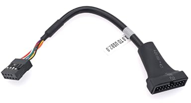 JZK USB 3.0 20-Pin Stecker auf USB 2.0 9-Pin Buchse Mainboard-Adapterkabel, interner Header-Konverter für PC-Gehäuse-Frontpanel, Schwarz