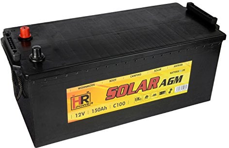 HR Solar AGM | 12V 150Ah Versorungsbatterie als Wohnmobilbatterie Bootsbatterie Solarbatterie Wohnwagenbatterie VRLA Vliesbatterie