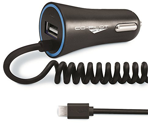 Co-Pilot CPCE6 1M Universal Micro USB In-Car Mobile Phone Charger, For All Smartphones, Additional USB Port