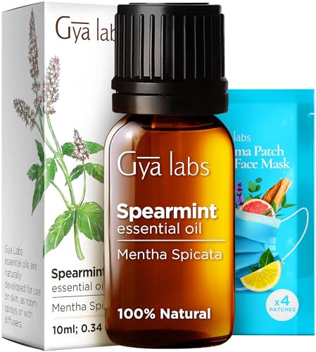 Gya Labs Spearmint Essential Oil für Diffusor & Haut - 0,34 Fl Oz - 100% reines natürliches Spearmintöl für Gesicht, Haare, Massage, Aromatherapie & Kerzenherstellung Duft