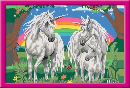 Ravensburger CreArt 28908 - Fabelhafte Einhornwelt - Malen nach Zahlen für Kinder ab 9 Jahre, Malset mit Rahmen, Pinsel und Acrylfarben, Geschenk für Mädchen und Jungen
