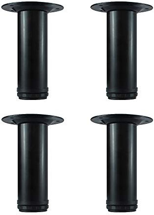 QLLY Lot de 4 pieds de meubles en métal réglables, pieds de rechange pour canapé, fauteuil, pouf et armoire, 15,2 cm, noir
