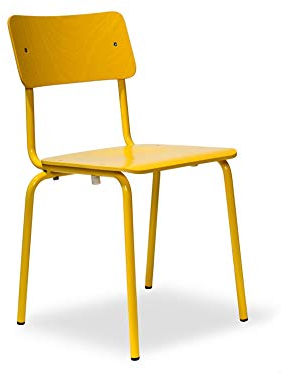 Modulor Kinderstuhl Comeback 041, stapelbarer Stuhl mit 38 cm Sitzhöhe und 68 cm Gesamthöhe, Breite x Länge: 33 cm x 33 cm, Schlichter DDR-Klassiker als Kinderholzstuhl, gelb gebeizt, lackiert (gelb)