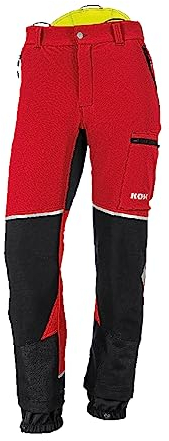 KOX Stretch Elch 2.0 Schnittschutzhose, Rot/Gelb, Größe 58