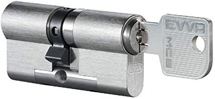 EVVA MCS Doppelzylinder mit 3 Schlüssel + Sicherungskarte, Hochsicherheits-Zylinderschloss mit Magnet-Code System, Schließanlage, Türschloss, Länge A:51 mm I:86 mm