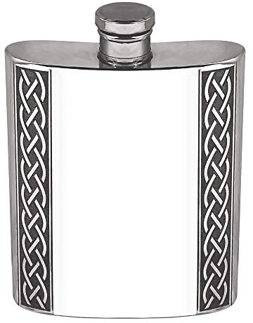 English Pewter Company CEL620 Flasque en étain Motif nœud celtique en relief 177 ml
