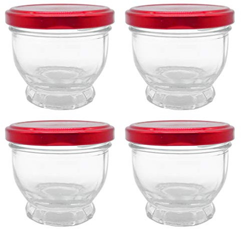 Cabilock Glass Dessert Cups Molds with Lids Reusable Cups for Jello Gelatin Ice Cream Pudding Jars Jam Mousse 4pcs 100ml