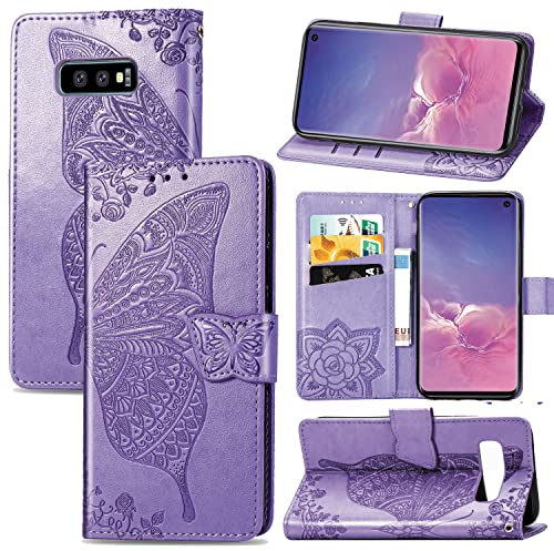 Roar Handyhülle für Samsung Galaxy S10e Hülle Samsung S10e | Book Case Flip Tasche mit Magnet Kartenfach Standfunktion | Lila Flieder