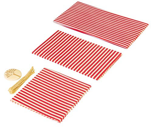 Westmark 3 Bienenwachstücher, mit Knopf + Kordel, Maße: 18x18cm, 25x25cm, 33x33cm, Baumwolle/Bienenwachs/Jojobaöl, Maja, Rot/Weiß gestreift, 23242260