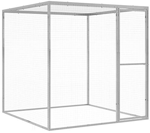 Tidyard Katzenkäfig Verzinkter Katzengehege Haustierkäfig Hühnerstall Kleintierstall Vogelkäfig Hühnerkäfig Hühnerhaus 1,5 x 1,5 x 1,5 m (B x T x H) Freigehege Geflügelstall Voliere Verzinkter Stahl