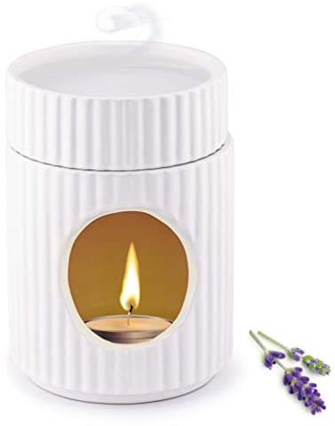 Kaloogo Bali Duftlicht Keramik für ätherische Öle – Beruhigendes Design – perfekte Wärmeabgabe – hochwertige Duftlampe Teelicht – für Duftwachs und Duftöl – Aromalampe – Saucenwärmer (Aschgrau)