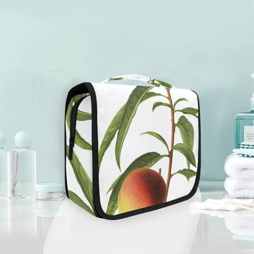 Peach Tree Fruit Hanging Foldable Toiletry Cosmetic Bag Makeup Travel Organizer Bags Case for Women Girls Bathroom
