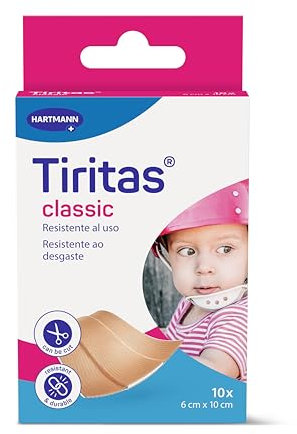 Tiritas Classic: Apósitos para Proteger Pequeñas Heridas, Anatómicas y con una Alta Transpirabilidad; 6x10cm; Continuas; Recortables; 10 unidades