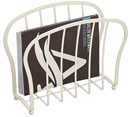 mDesign porte-revue décoratif pour journaux, livres ou tablette – porte-magazine élégant pour salon ou salle de bain – porte-journal raffiné en métal – couleur crème