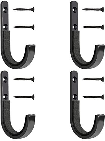 Four Sets Gun Rack Storage Rifles Shotgun Hooks Wall Mount Hangers for Any Rifles Shotguns Archery Bow with Soft Padding and Heavy Duty Steel （Black）