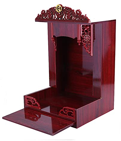 ZCBYBT Hölzerner indischer Mandir Massivholz Buddhistische Altar Schrank Buddhist liefert Rack Aufbewahrungskabinett Hindus,36 * 51cm