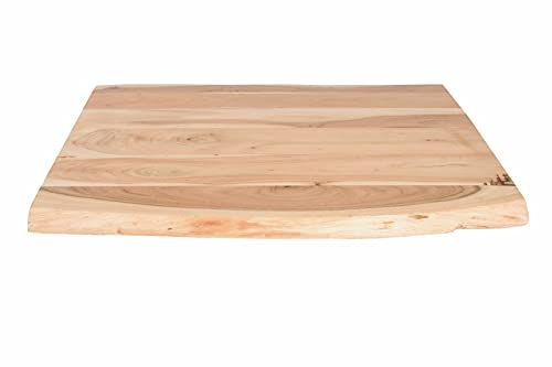 SAM Tischplatte 60x60 cm Tom, Holzplatte aus Akazienholz massiv + naturfarben + lackiert, stilvolle Baumkanten-Platte, pflegeleichtes Unikat