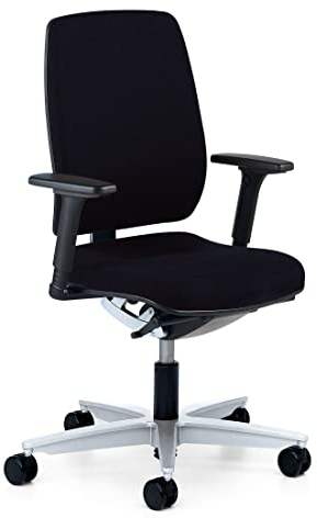 Sedus Early Bird, eb-102, Ergonomischer Bürostuhl, mit Vollpolster Rückenlehne 11-Fach arretierbar, integrierte Lordosenstütze, Synchronmechanik, (Schwarz + Aluminium poliert)