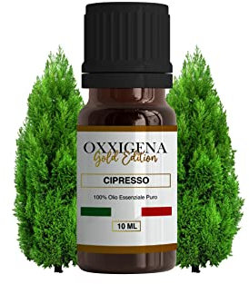 Oxxigena - Olio Essenziale di Cipresso Gold Edition - 10 ml - Made in Italy - Puro al 100%, Naturale, Vegano, senza OGM - Ideale per Aromaterapia, Miscele da Massaggio