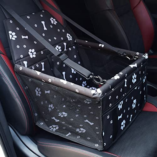 Wodondog Hunde Vordersitz Autositz für Kleine Mittlere Hunde mit Sicherheitsgurt Faltbare Hundedecke Autositzbezug Beifahrsitz Wasserdicht Transporttasche Schwarz