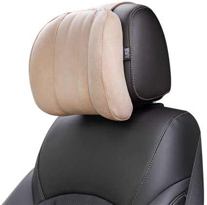 Forbell Auto Kopfstütze Nackenkissen Zubehör Kissen Memory Baumwolle Autozubehör Kopfstütze Kissen Kopfstütze Kissen für Auto Wildleder (Beige)