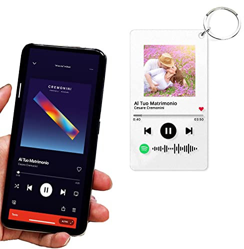 LASERO' Portachiavi Personalizzato Spotify con Foto - Regalo Donna Compleanno, Regali Anniversario per Lui - Regalo Amica