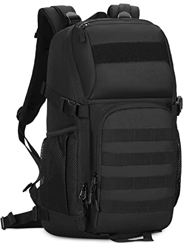 HUNTVP Militär Rucksack 25L Bundeswehr Rucksack Herren Taktischer Angelrucksack Wasserdicht Miltec MOLLE Tactical Backpack für Herren Damen Sport Radfahren Outdoor Camping, Schwarz