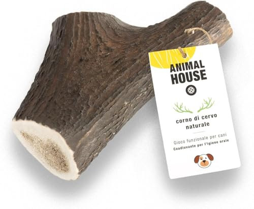 ANIMAL HOUSE - Corna di Cervo per Cani Intere - Masticativo Naturale al 100% - Rafforza Igiene Orale - Resistenti e Duraturi - Disponibili in Tutte Le Taglie (XXL)