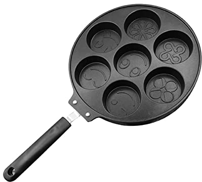 Poêle à Omelette Induction Smiley Face À Crêpes Pancake Pan 19,5 Cm Non Bâton, Induction Coffre-Fort 4 Œufs Fry Pan, Mini Crêpe, Crêpes