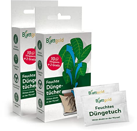 Blattgold feuchte Düngetücher 24er-Set | Universaldünger für Pflanzen, kompostierbar | Einfach Dosierung [Biologisch]
