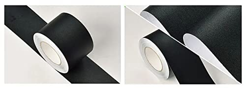 VisitRyl Bordure De Papier Peint Frise Murale Adhesive Bordure Papier Peint Frise Autocollante Pour Cuisine, Salle De Bains, Plafond, Salon, Chambre DéCoration Murale Noir Mat 5cm X 500cm