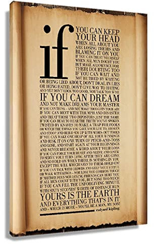 JEYUAN Kunstdruck Poster 50 * 70cm Senza Cornice If By Rudyard Kipling Poesie Poster e Wall Art Modern Family camera da letto Decor