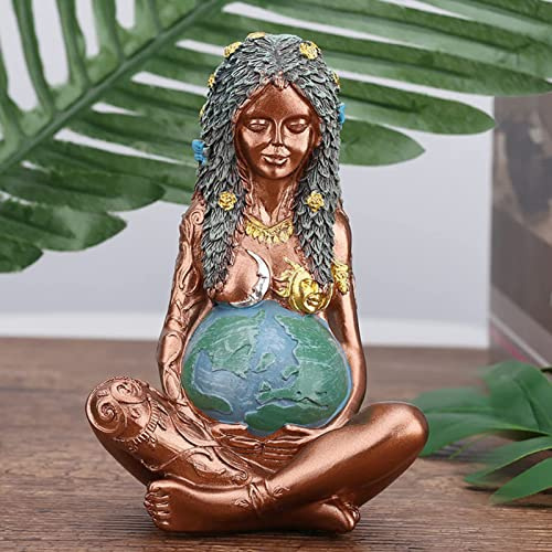 Jauhmui Gaia Mutter Erde Göttin Statue Polyresin für Haus und Garten (M)