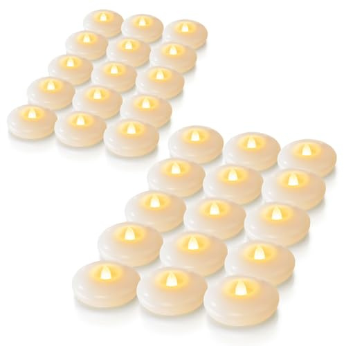 Homemory 48Pack 3 White Flameless Floating LED Candle, Waterproof Tealight