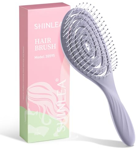 SHINLEA Hair Brush Anti Tangle Detangle, Wet & Dry Head Massaging Spiral Hairbrush for Women, Men, kids, Glide Through Tangles For All Hair Types (Purple)