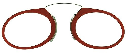 PintoMed Lesebrille, Weitsichtigkeit, bügellos, leicht, tragbar, schmal, kompaktes Etui, Dioptrienstärke 1,0 bis 4,0, elegante Farben, blockiert blaues Licht, rot
