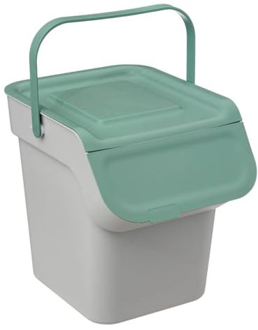 5five - Poubelle de Tri Sélectif en Plastique - 20L - Vert - Empilable - Avec Anse - Pour Recyclage - Facile à Transporter
